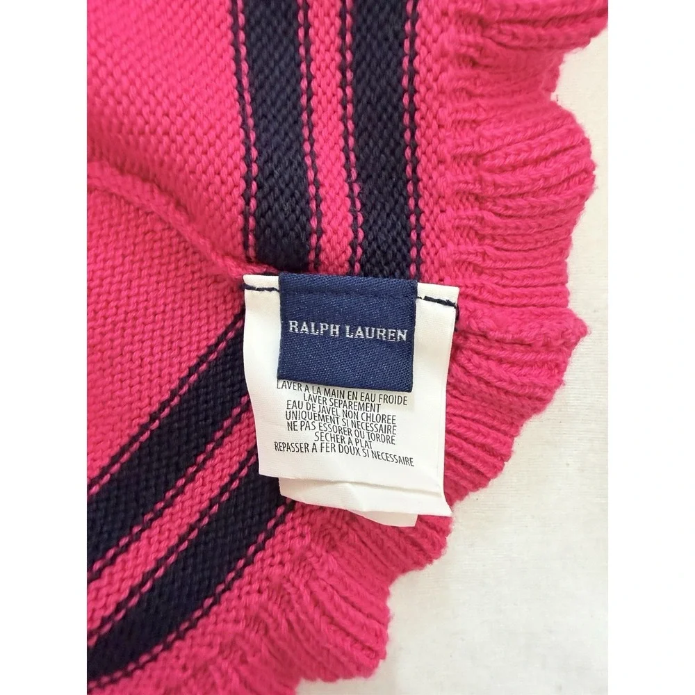 Ralph Lauren Infant knitted Hat Pink SZ-9M-24M 75% Pima Cotton 25% Wool One‎ SZ